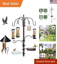 6-Hook Bird Feeding Station Kit Wild Bird Feeder Stand Pole, Multi-Feeder Han...