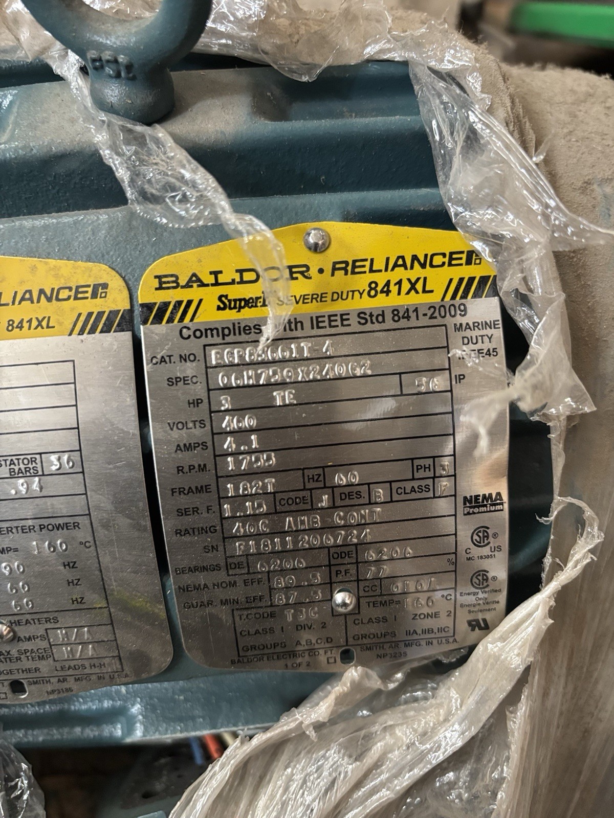 BRAND NEW ECP83661T-4 - ABB - BALDOR - 3HP,1755RPM,3PH,60HZ,182T,0632M,TEFC,F1