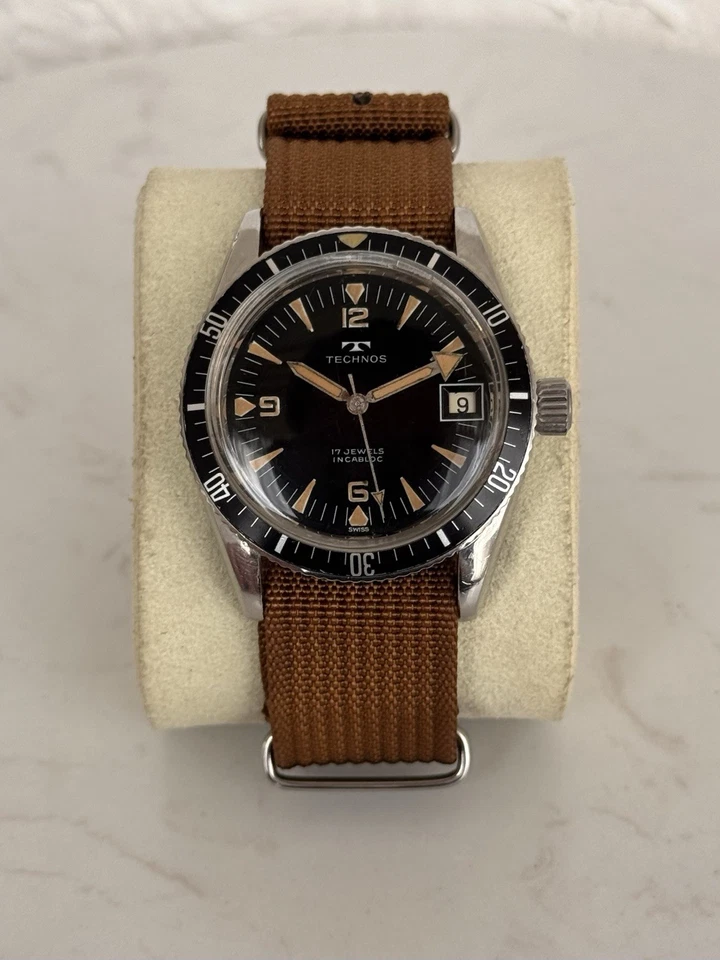 Technos Pre-Sky Diver 969-4 1960s Diver Watch Manual Wind Date Helium Valve - Image 4 of 4