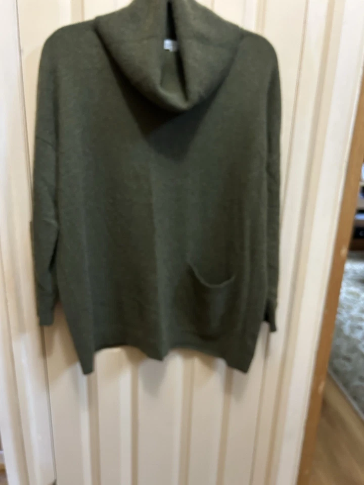 Suéter Cuello Embudo Cachemira Pura Grande Cuello Alto Granate Verde Colina M De Gran Tamaño Foto 3 de 4