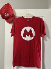 Super Mario Brothers Adult Size M T-Shirt And Matching Cap/Casual Wear/Halloween