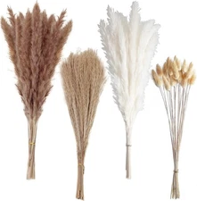 100 PCS Small Boho Pampas Grass, 17" Naturally Dried Pompas, Grass... 