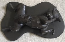 Statue sculpture boxeur en bronze signée T Acevedo Tony chiots chien dormant