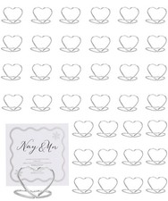 36 Pcs Heart Table Number Holders - Rust-Resistant Metal Place Card Stands fo