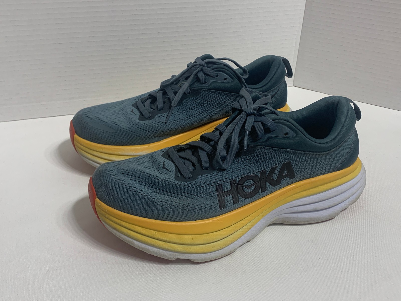 Hoka One One Bondi 8 Shoes Mens Size 8D Gray Yellow Running Sneakers Max Cushion thumbnail 4