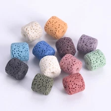 20pcs Cylinder 6mm 8mm 10mm Natural Volcano Lava Stone Loose Crafts Beads