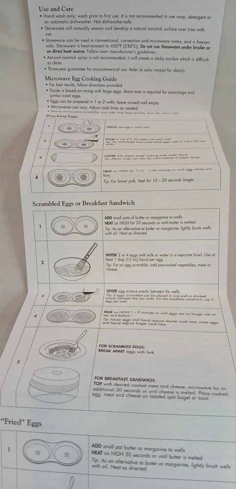 Pampered Chef Stoneware Egg Cooker Microwave #1372 Poached,  Fried, Scrambled