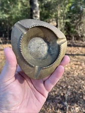 Vintage Ribbed Design Solid Brass Ash Tray Made In India