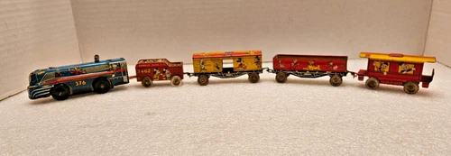 MARX 5 Piece Disney Wind Up Tin Lithographed Train Set