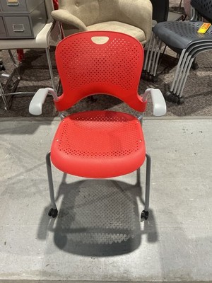 Herman Miller Caper Side / Guest / Stack Chair on Casters in Red