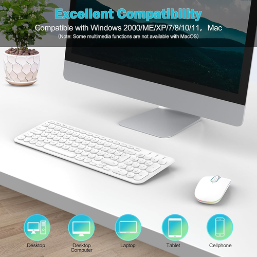 Rechargeable Wireless Keyboard, 2.4G/Bluetooth Ultra Slim with Numeric Keypad - Picture 6 of 7