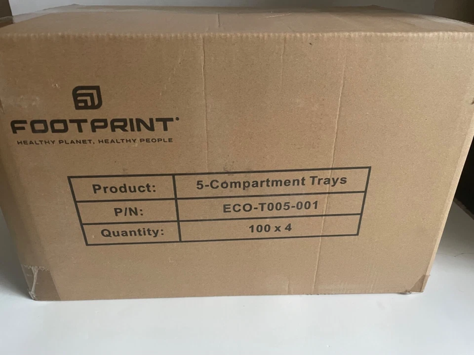 Estuche 400 unidades - Bandeja de almuerzo desechable de 5 compartimentos fibra de 10"x8" calidad resistente Foto 2 de 4