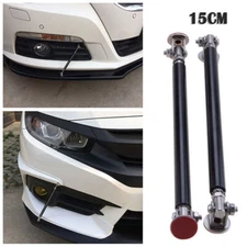 Pair Black 15cm- Adjustable Front Bumper Lip Splitter Rod Strut Tie Bars Support