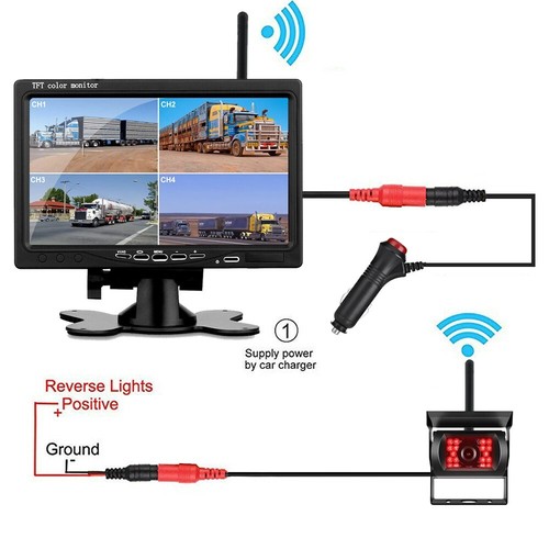 Wireless Digital 7" Split Monitor+Dual Reverse Camera For Truck Caravan Trailer - Picture 5 of 17