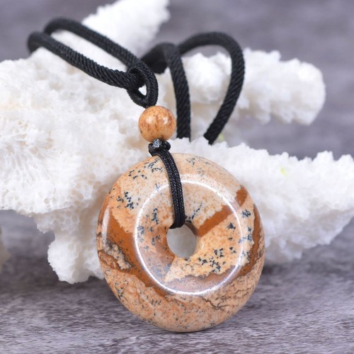 Gemstone 30mm Donut Beads Reiki Chakra Pendant Necklace Handmade Jewelry 22 Inch - Picture 51 of 331