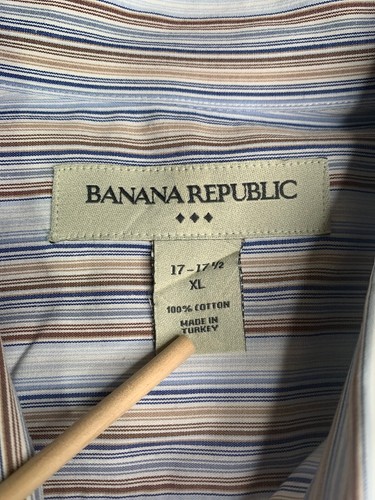 Banana Republic Long Sleeve Button Front Striped Multicolor 100% Cotton Shirt XL - Picture 6 of 9