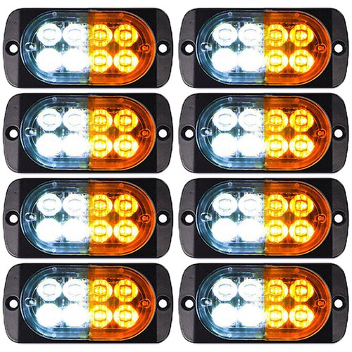 2/4/6/8/10X 8 LED Ámbar Blanco Baliza de Emergencia Advertencia Peligro Barra de Luz Estroboscópica - Imagen 16 de 17