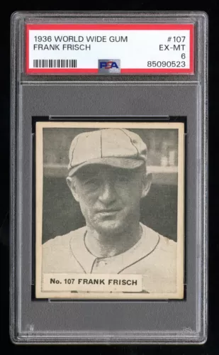 1936 World Wide Gum #107 Frank Frisch (St. Louis Cardinals) PSA 6 Pop 1