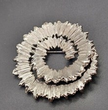 Marked Napier Silvertone Rugged Swirl Pin Brooch