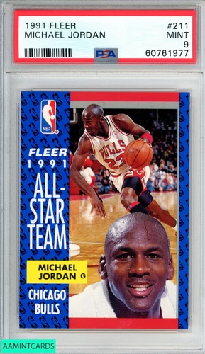 1991 FLEER MICHAEL JORDAN #211 CHICAGO BULLS HOF PSA 9 MINT