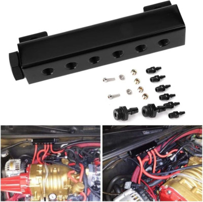 6 Port Vacuum Block Intake Manifold Kit Fuel Wastegate Turbo Boost 1/8NPT
