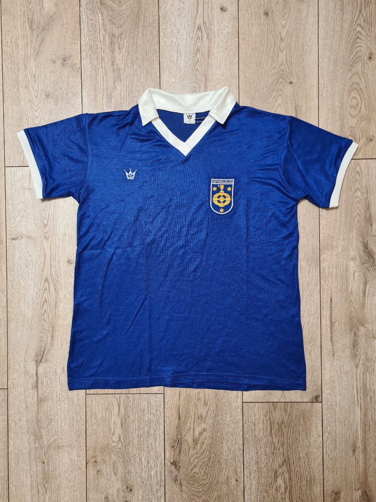 VINTAGE WEST GERMANY SOCCER JERSEY FOOTBALL SHIRT WITTESHEIM 80s BLUE RETRO szM