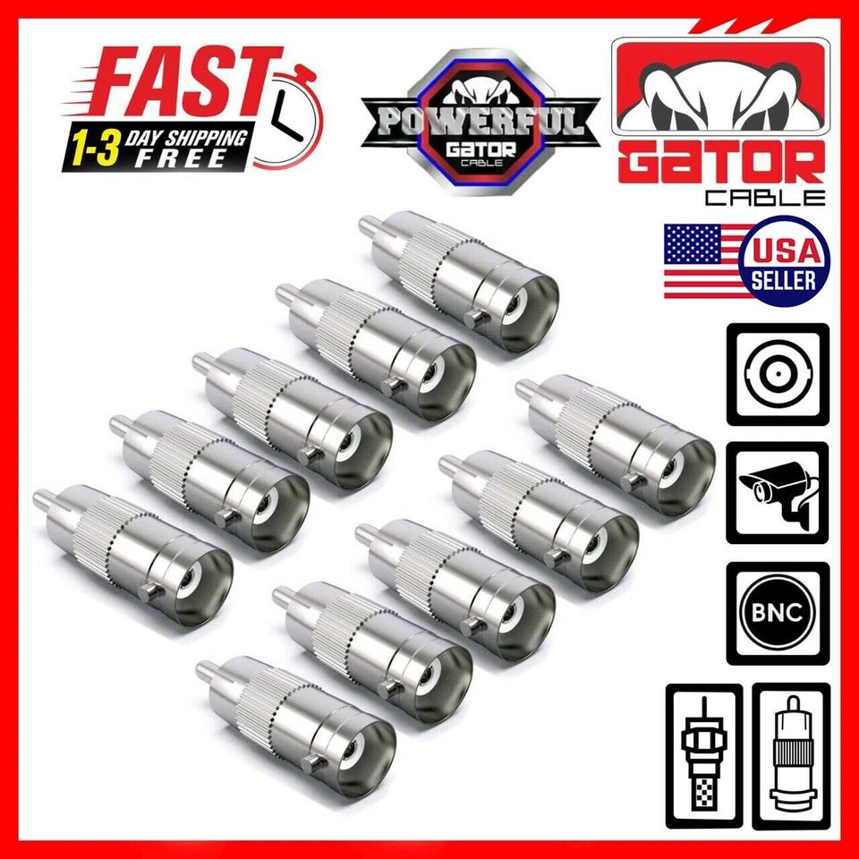 BNC Female Plug to RCA Male Coax Connector Adapter Converter for CCTV Camera 10X - Image 2 of 4