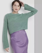 Wild Fable Cropped Long Sleeve Sweater size XS extra small - Green B