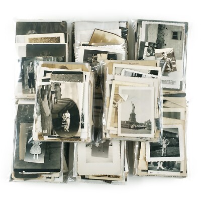 100 Vintage Snapshot Photo Lot - Original Black & White Random Mixed Collection