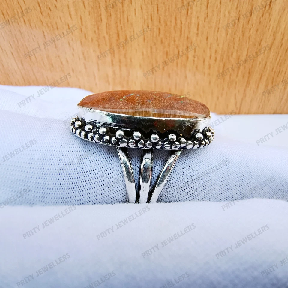 Boulder Opal Gemstone Ring, 925 Sterling Silver Ring, Antique Handmade Ring - Image 4 of 4