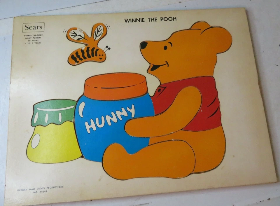 Rompecabezas de madera Sears vintage Disney Winnie the Pooh 10 piezas 1965 madera usado 2-5 años Foto 2 de 4