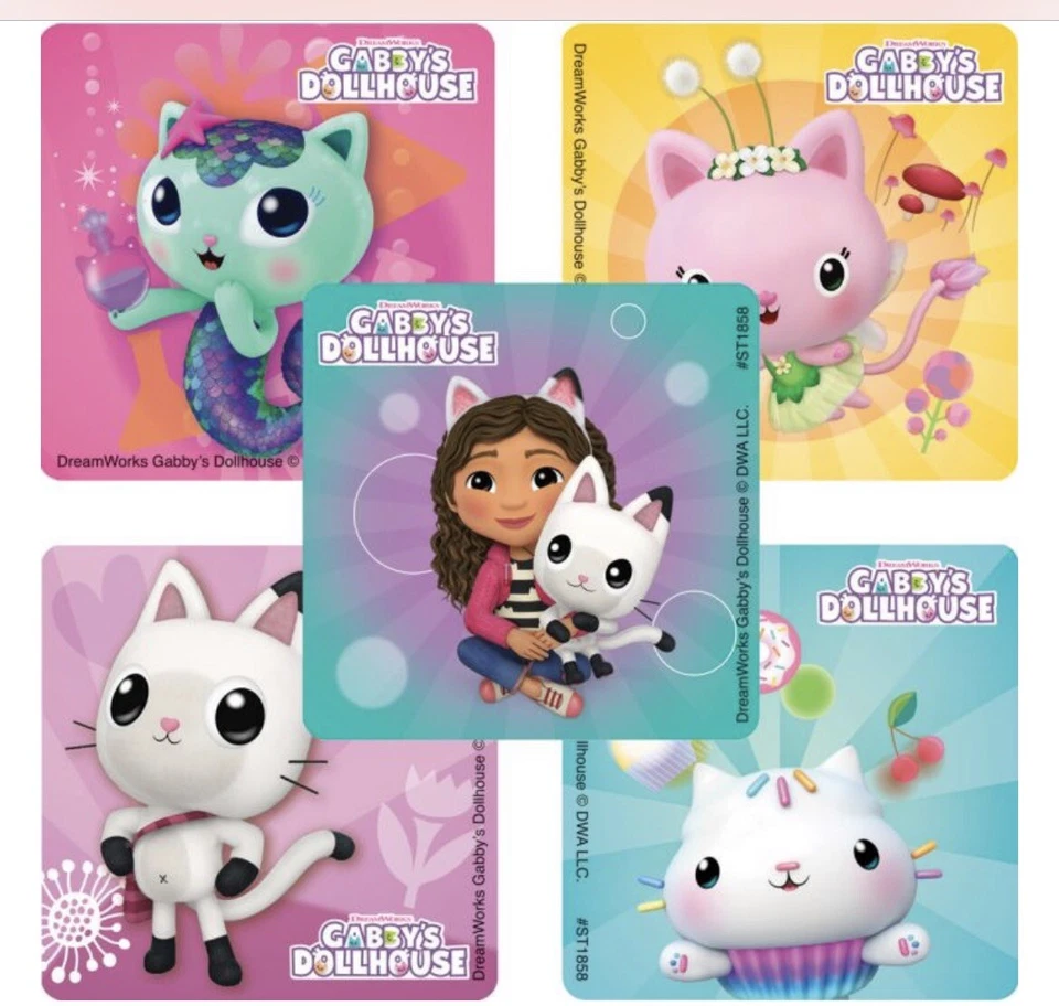 DREAMWORKS 20 Gabby's Dollhouse Stickers Party Favors Teacher Supply Pandy Paws Mercat