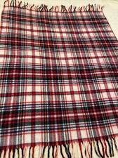 Vintage Quiltex Baby Blanket Throw Red Plaid Fringe EUC 35 X 46
