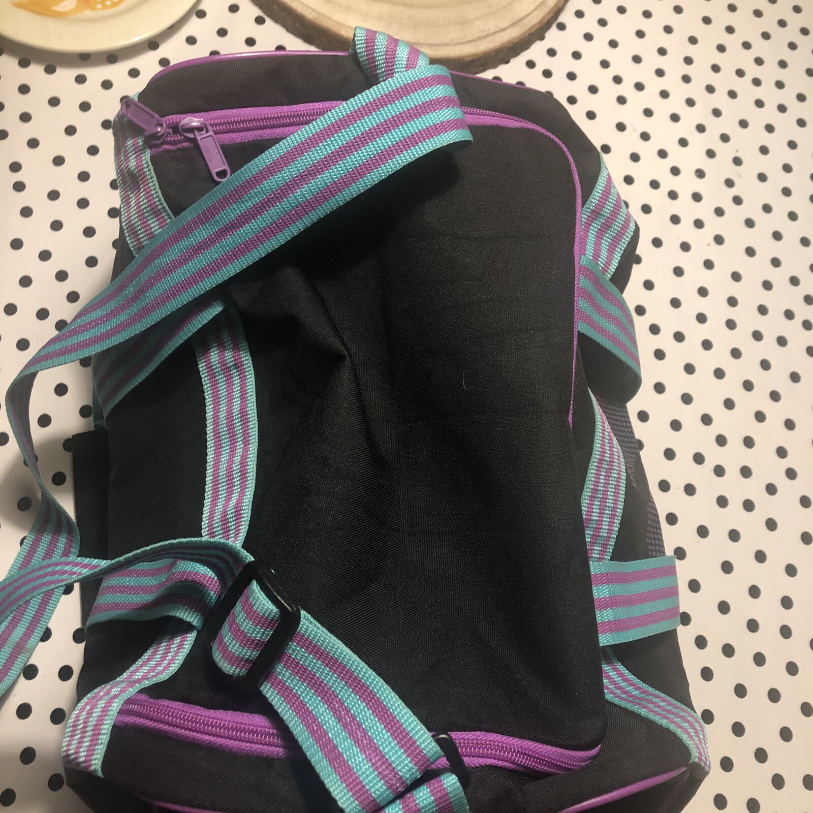 Adidas Duffle Gym Bag RN 90288 100 Polyester Retro Purple/green On