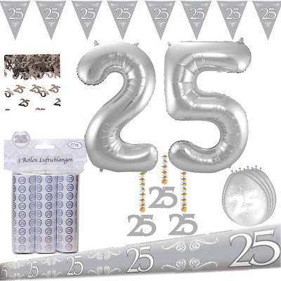 Feste Besondere Anlasse Folienballon 25 Jahre Silberhochzeit Deko Silberne Hochzeit Geschenk Ballon Onebitjr Com Br