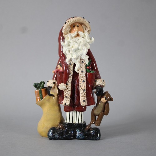 Donna kleiner 1999 Weihnachtsmann mit Teddybär und Geschenken 6,5 Zoll Keramikfigur - Bild 10 von 18