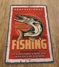 Professional Fishing Tournament World Class Master Baiters 8x12 Metal Wall Sign