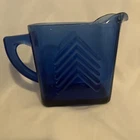Vintage Hazel Atlas Cobalt Blue Depression Glass Chevron Creamer Pitcher 12 Oz