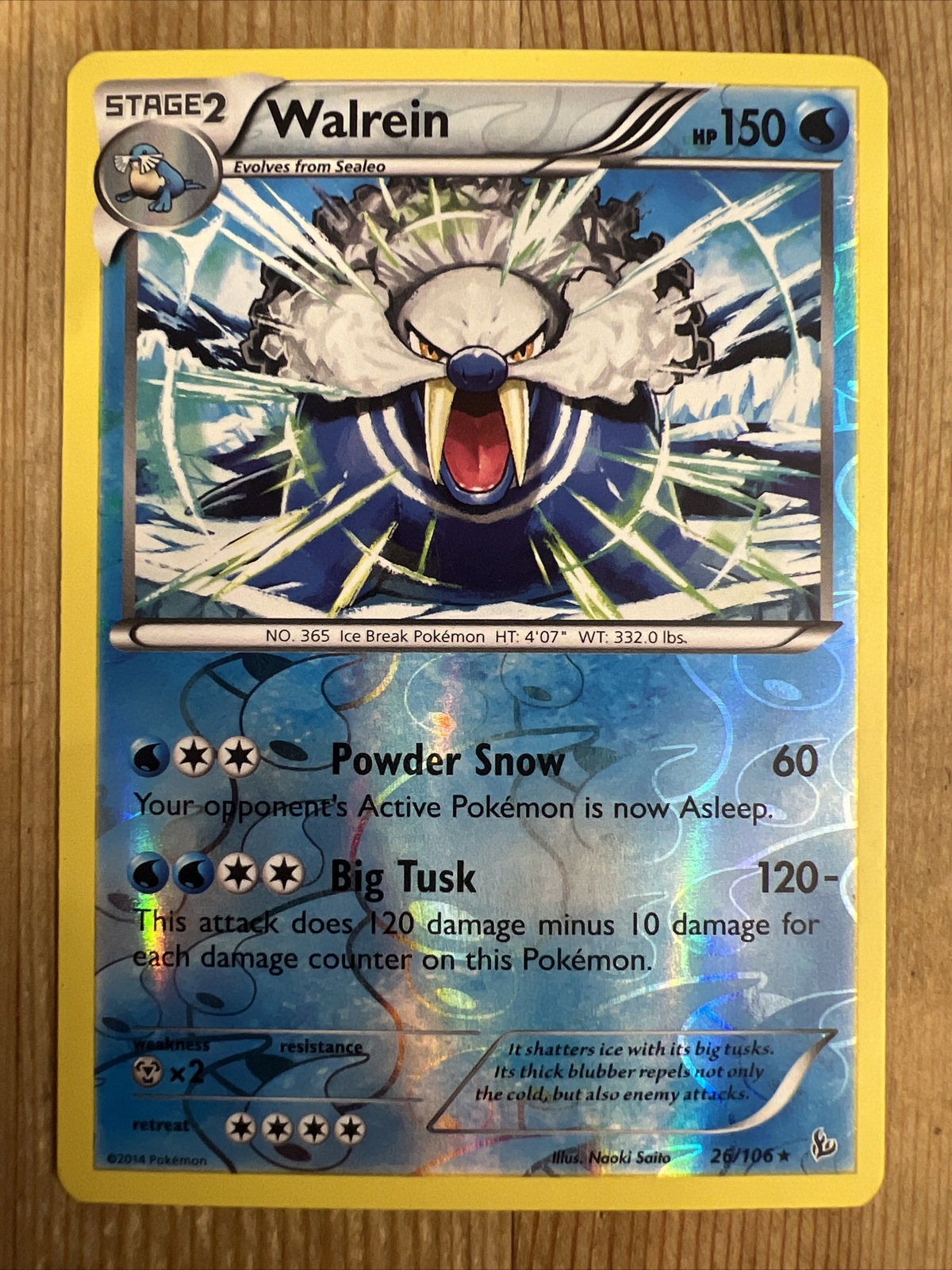 Pokémon TCG Walrein Flashfire 26/106 Reverse Holo Rare LP