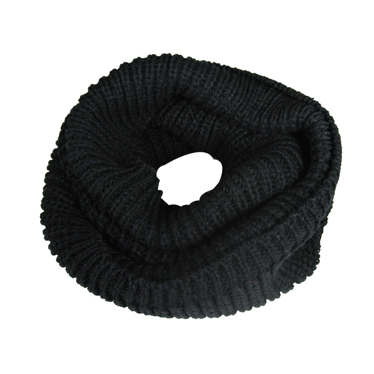 Wrapables Winter Warm Knitted Infinity Scarf and Beanie Hat Set, Black ...