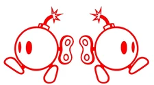 Mario Bros Bob Omb Bomb Two 5" Red Vinyl Decal Sticker Car Window