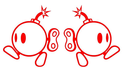 Mario Bros Bob Omb Bomb Two 5'' Red Vinyl Decal Sticker Car Window