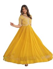 Indian Bollywood Georgette Embroidered Anarkali Gown for Women Free Shipping