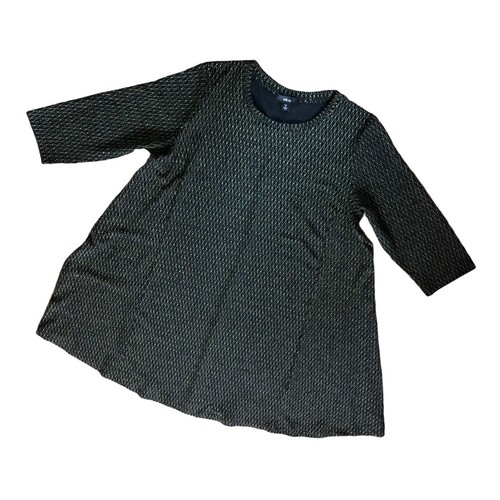 Ellos Black Midi Dress Sz 14/16 M Ellos Sz) Knee Length Slouchy Metallic Accent - Picture 3 of 8