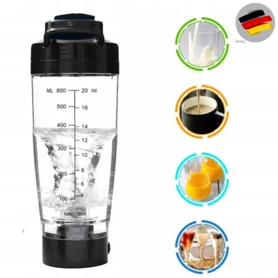 MARKENLOS 600ML Elektrischer Shaker Protein BPA Frei Blender Mixer Akku Wasserflasche DE