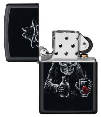 缶 Zippo Windproof Lighter, Moonshine Drinking Skull, Bar Skull