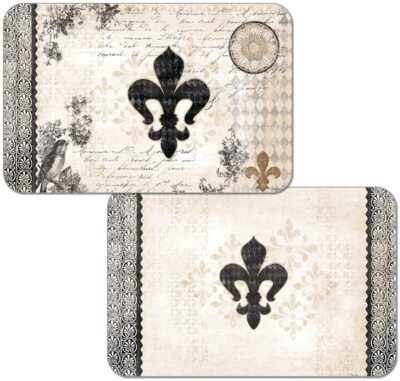 Reversible Wipe Clean Placemats Set of 4 Cherish Fleur De Lis