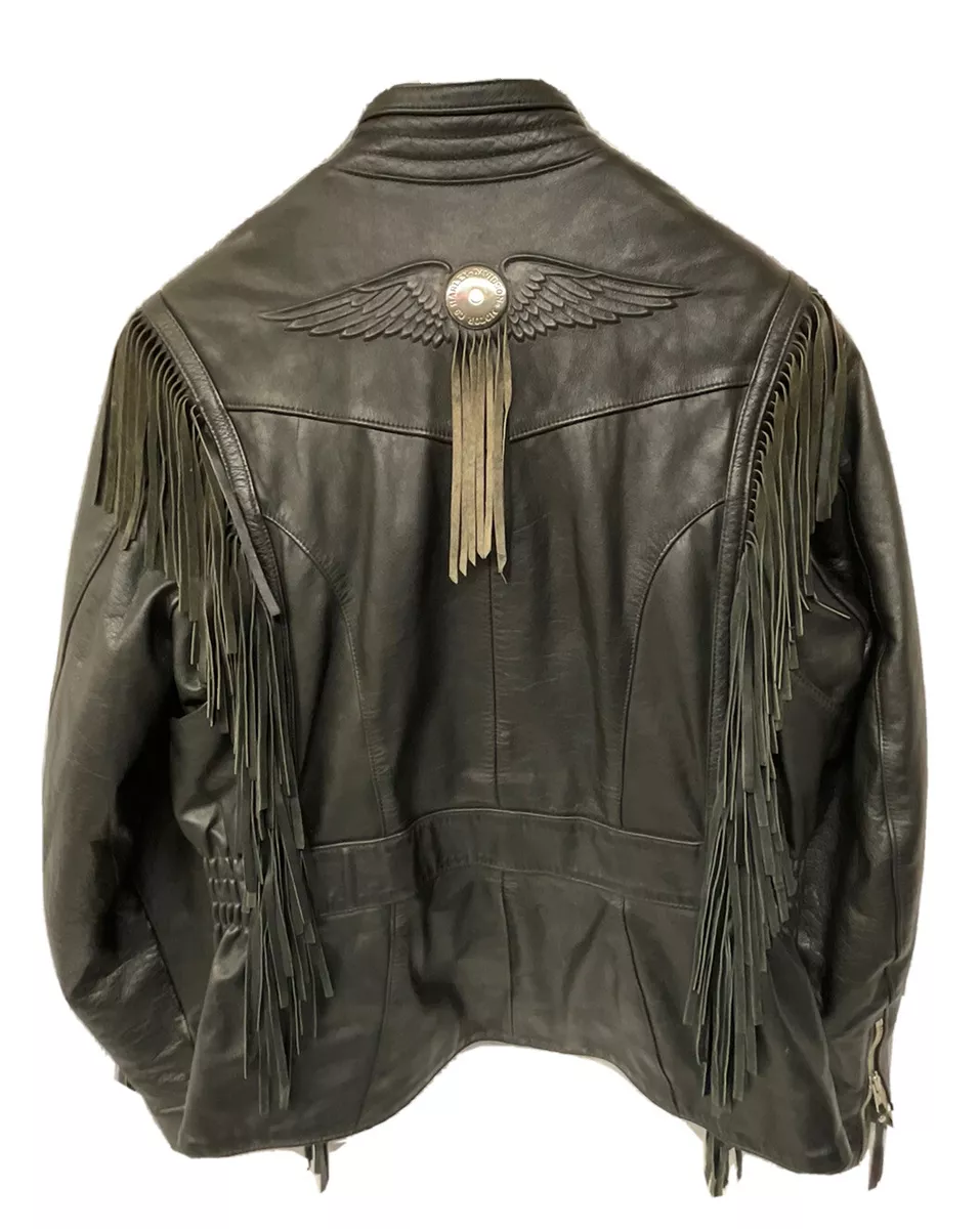 Harley Davidson Women MIRAGE Leather Fringe Jacket USA Vintage 90s
