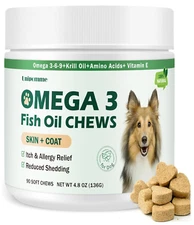 Dog Allergy Relief Chews - Omega 3 Fish Oil Skin and Coat Supplement - Dog Itchi