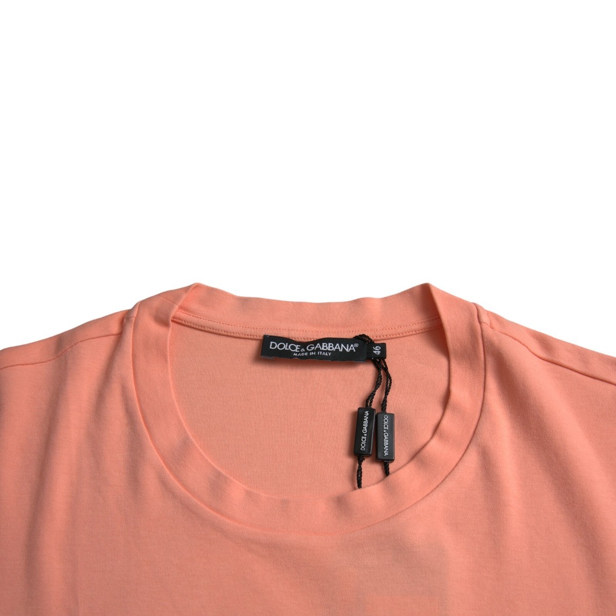 DOLCE & GABBANA T-shirt Coral Cotton Logo Print Short Sleeve DOLCE & GABBANA T-shirt Coral Cotton Logo Print Short Sleeve